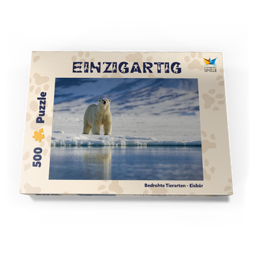 Darstellung des Puzzle Motivs Bedrohte Tierarten: Eisbär in Spitzbergen - Norwegen 500 Puzzle Schachtel Ansicht3