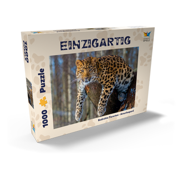 Darstellung des Puzzle Motivs Bedrohte Tierarten: Amur-Leopard 1000 Puzzle Schachtel Ansicht2