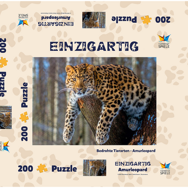 Darstellung des Puzzle Motivs Bedrohte Tierarten: Amur-Leopard 200 Puzzle Schachtel 3D Modell