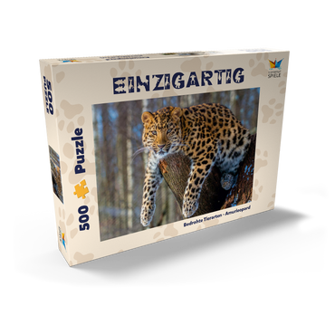 Darstellung des Puzzle Motivs Bedrohte Tierarten: Amur-Leopard 500 Puzzle Schachtel Ansicht2