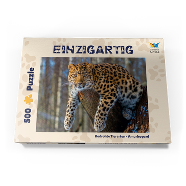 Darstellung des Puzzle Motivs Bedrohte Tierarten: Amur-Leopard 500 Puzzle Schachtel Ansicht3