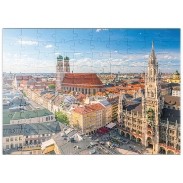 Darstellung des Puzzle Motivs puzzleplate München - Blick auf den Marienplatz mit Rathaus und Frauenkirche - Bayern, Deutschland 100 Puzzle