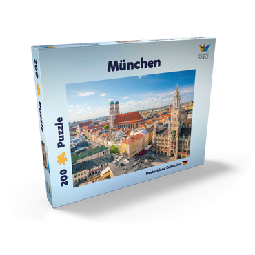 Darstellung des Puzzle Motivs München - Blick auf den Marienplatz mit Rathaus und Frauenkirche - Bayern, Deutschland 200 Puzzle Schachtel Ansicht2