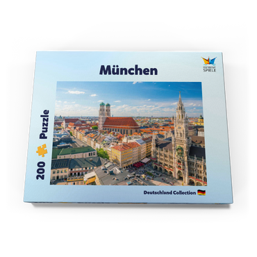 Darstellung des Puzzle Motivs München - Blick auf den Marienplatz mit Rathaus und Frauenkirche - Bayern, Deutschland 200 Puzzle Schachtel Ansicht3