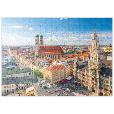 Darstellung des Puzzle Motivs puzzleplate München - Blick auf den Marienplatz mit Rathaus und Frauenkirche - Bayern, Deutschland 200 Puzzle