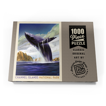 Darstellung des Puzzle Motivs Channel Islands National Park: Breaching Whale, Vintage Poster 1000 Puzzle Schachtel Ansicht3
