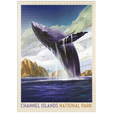 Darstellung des Puzzle Motivs puzzleplate Channel Islands National Park: Breaching Whale, Vintage Poster 1000 Puzzle