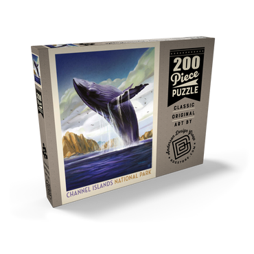 Darstellung des Puzzle Motivs Channel Islands National Park: Breaching Whale, Vintage Poster 200 Puzzle Schachtel Ansicht2
