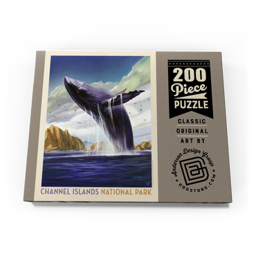 Darstellung des Puzzle Motivs Channel Islands National Park: Breaching Whale, Vintage Poster 200 Puzzle Schachtel Ansicht3