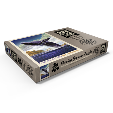 Darstellung des Puzzle Motivs Channel Islands National Park: Breaching Whale, Vintage Poster 500 Puzzle Schachtel Ansicht1