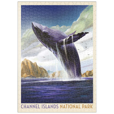 Darstellung des Puzzle Motivs puzzleplate Channel Islands National Park: Breaching Whale, Vintage Poster 500 Puzzle