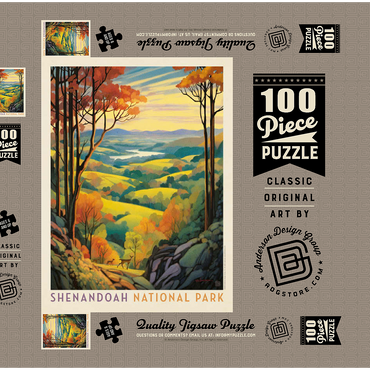 Darstellung des Puzzle Motivs Shenandoah National Park: Rolling Hills, Vintage Poster 100 Puzzle Schachtel 3D Modell