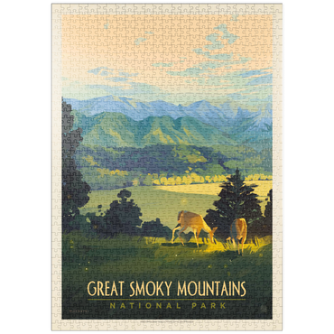 Darstellung des Puzzle Motivs puzzleplate Great Smoky Mountains National Park: Dusk In Cades Cove, Vintage Poster 1000 Puzzle