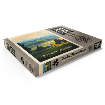 Darstellung des Puzzle Motivs Great Smoky Mountains National Park: Dusk In Cades Cove, Vintage Poster 100 Puzzle Schachtel Ansicht1