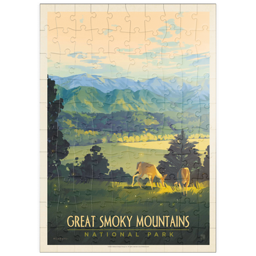 Darstellung des Puzzle Motivs puzzleplate Great Smoky Mountains National Park: Dusk In Cades Cove, Vintage Poster 100 Puzzle