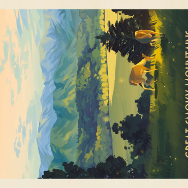 Darstellung des Puzzle Motivs Great Smoky Mountains National Park: Dusk In Cades Cove, Vintage Poster 100 Puzzle 3D Modell