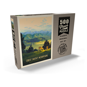 Darstellung des Puzzle Motivs Great Smoky Mountains National Park: Dusk In Cades Cove, Vintage Poster 500 Puzzle Schachtel Ansicht2
