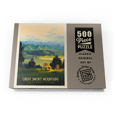 Darstellung des Puzzle Motivs Great Smoky Mountains National Park: Dusk In Cades Cove, Vintage Poster 500 Puzzle Schachtel Ansicht3