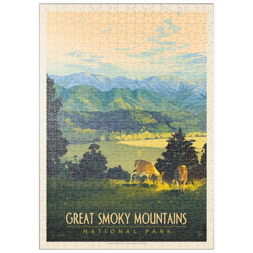 Darstellung des Puzzle Motivs puzzleplate Great Smoky Mountains National Park: Dusk In Cades Cove, Vintage Poster 500 Puzzle