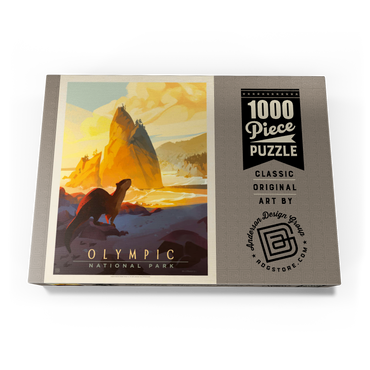 Darstellung des Puzzle Motivs Olympic National Park: Sea Otter, Vintage Poster 1000 Puzzle Schachtel Ansicht3