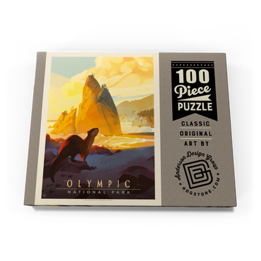Darstellung des Puzzle Motivs Olympic National Park: Sea Otter, Vintage Poster 100 Puzzle Schachtel Ansicht3