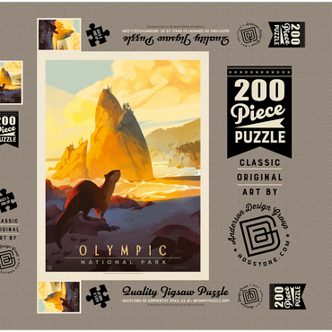 Darstellung des Puzzle Motivs Olympic National Park: Sea Otter, Vintage Poster 200 Puzzle Schachtel 3D Modell
