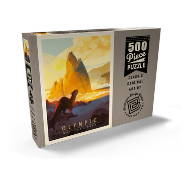 Darstellung des Puzzle Motivs Olympic National Park: Sea Otter, Vintage Poster 500 Puzzle Schachtel Ansicht2