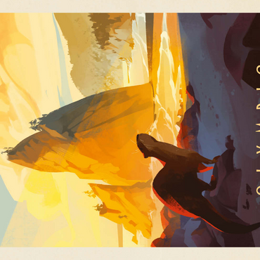 Darstellung des Puzzle Motivs Olympic National Park: Sea Otter, Vintage Poster 500 Puzzle 3D Modell