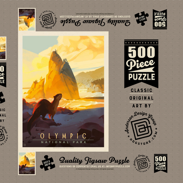 Darstellung des Puzzle Motivs Olympic National Park: Sea Otter, Vintage Poster 500 Puzzle Schachtel 3D Modell