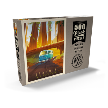 Darstellung des Puzzle Motivs Sequoia National Park: Through The Trees, Vintage Poster 500 Puzzle Schachtel Ansicht2