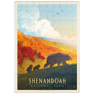 Darstellung des Puzzle Motivs puzzleplate Shenandoah National Park: Mama Bear & Cubs, Vintage Poster 100 Puzzle