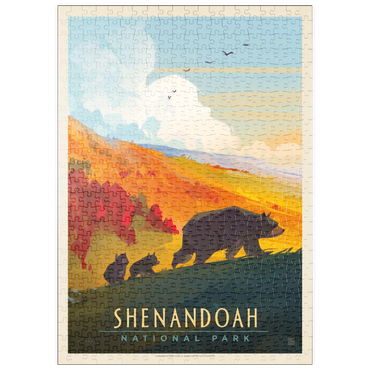 Darstellung des Puzzle Motivs puzzleplate Shenandoah National Park: Mama Bear & Cubs, Vintage Poster 500 Puzzle