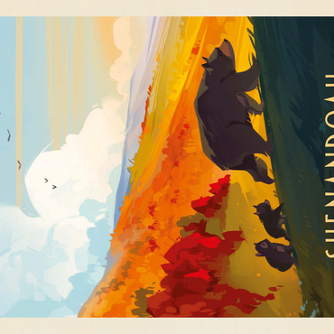 Darstellung des Puzzle Motivs Shenandoah National Park: Mama Bear & Cubs, Vintage Poster 500 Puzzle 3D Modell