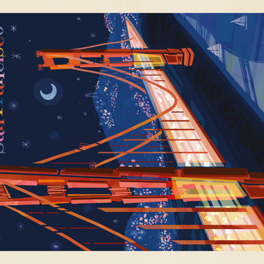 Darstellung des Puzzle Motivs San Francisco: Golden Gate (Mod Design), Vintage Poster 100 Puzzle 3D Modell