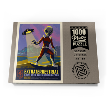 Darstellung des Puzzle Motivs Legends Of The National Parks: Great Sand Dune's Extraterrestrials, Vintage Poster 1000 Puzzle Schachtel Ansicht3