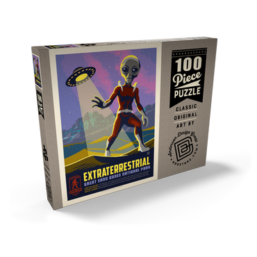 Darstellung des Puzzle Motivs Legends Of The National Parks: Great Sand Dune's Extraterrestrials, Vintage Poster 100 Puzzle Schachtel Ansicht2