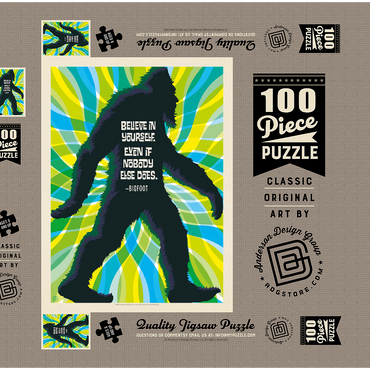 Darstellung des Puzzle Motivs Bigfoot: Believe In Yourself. Even If Nobody Else Does, Vintage Poster 100 Puzzle Schachtel 3D Modell