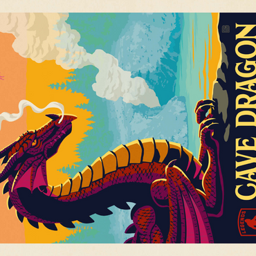 Darstellung des Puzzle Motivs Legends Of The National Parks: Yellowstone's Cave Dragon, Vintage Poster 1000 Puzzle 3D Modell