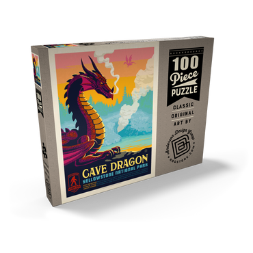 Darstellung des Puzzle Motivs Legends Of The National Parks: Yellowstone's Cave Dragon, Vintage Poster 100 Puzzle Schachtel Ansicht2