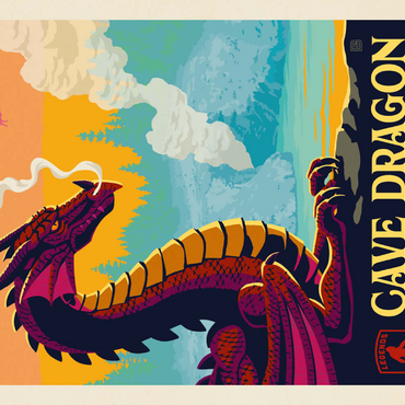 Darstellung des Puzzle Motivs Legends Of The National Parks: Yellowstone's Cave Dragon, Vintage Poster 100 Puzzle 3D Modell