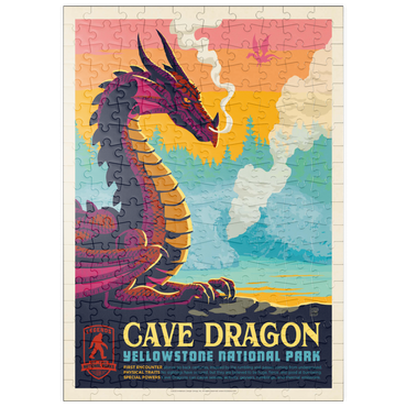 Darstellung des Puzzle Motivs puzzleplate Legends Of The National Parks: Yellowstone's Cave Dragon, Vintage Poster 200 Puzzle
