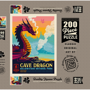Darstellung des Puzzle Motivs Legends Of The National Parks: Yellowstone's Cave Dragon, Vintage Poster 200 Puzzle Schachtel 3D Modell