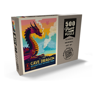 Darstellung des Puzzle Motivs Legends Of The National Parks: Yellowstone's Cave Dragon, Vintage Poster 500 Puzzle Schachtel Ansicht2