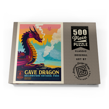 Darstellung des Puzzle Motivs Legends Of The National Parks: Yellowstone's Cave Dragon, Vintage Poster 500 Puzzle Schachtel Ansicht3
