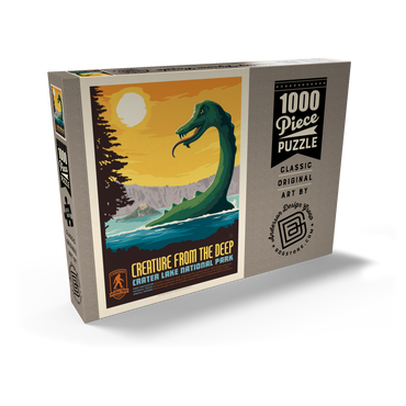 Darstellung des Puzzle Motivs Legends Of The National Parks: Crater Lake's Creature From The Deep, Vintage Poster 1000 Puzzle Schachtel Ansicht2