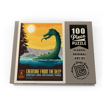 Darstellung des Puzzle Motivs Legends Of The National Parks: Crater Lake's Creature From The Deep, Vintage Poster 100 Puzzle Schachtel Ansicht3