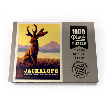 Darstellung des Puzzle Motivs Legends Of The National Parks: Grand Teton's Jackalope, Vintage Poster 1000 Puzzle Schachtel Ansicht3