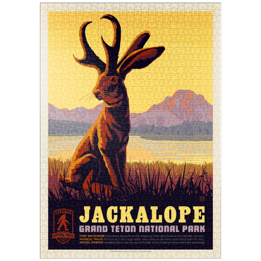 Darstellung des Puzzle Motivs puzzleplate Legends Of The National Parks: Grand Teton's Jackalope, Vintage Poster 1000 Puzzle
