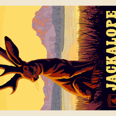 Darstellung des Puzzle Motivs Legends Of The National Parks: Grand Teton's Jackalope, Vintage Poster 1000 Puzzle 3D Modell
