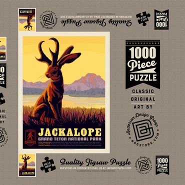 Darstellung des Puzzle Motivs Legends Of The National Parks: Grand Teton's Jackalope, Vintage Poster 1000 Puzzle Schachtel 3D Modell